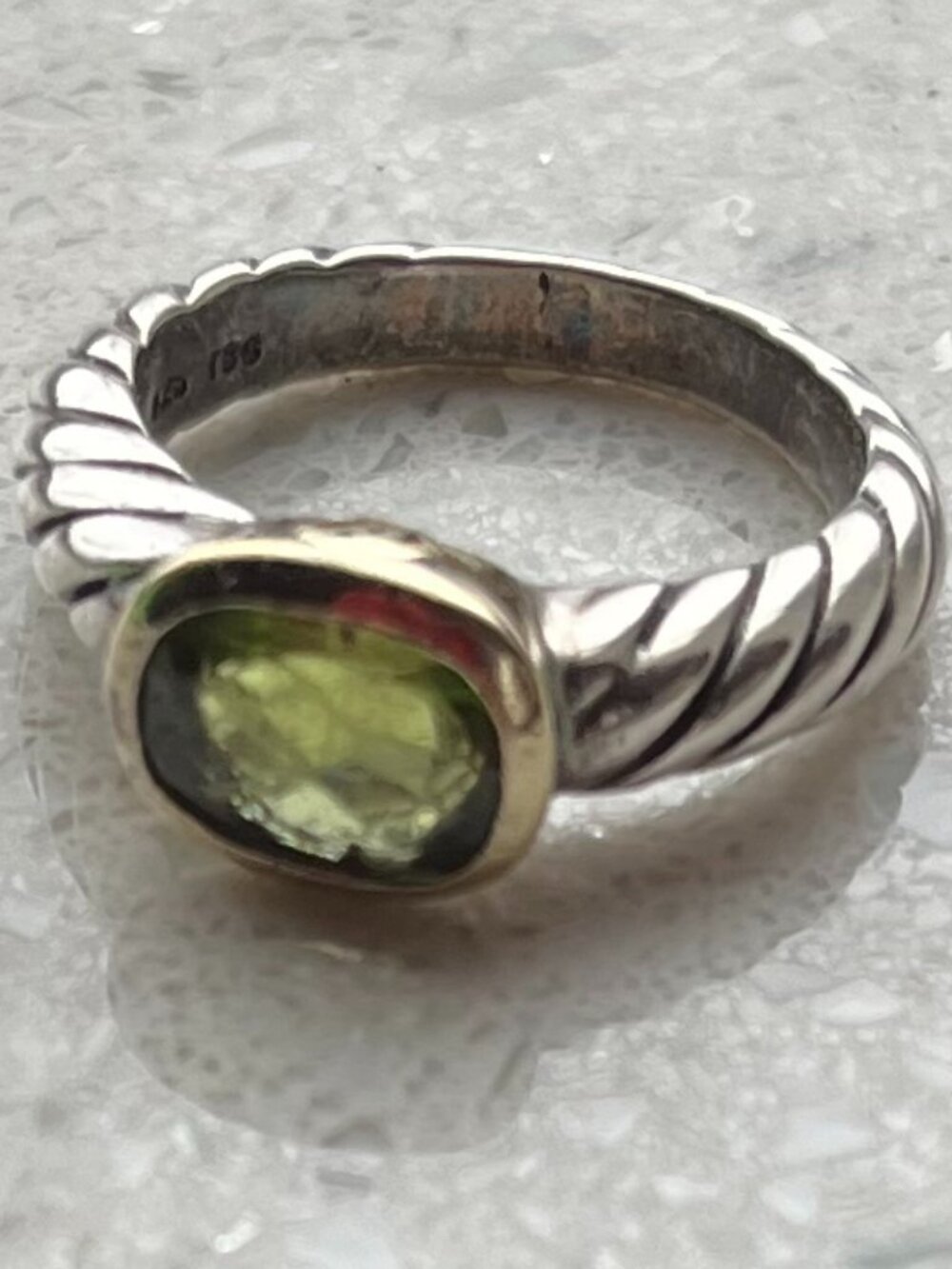 David Yurman sterling silver and 14K yellow gold Noblesse peridot Ring